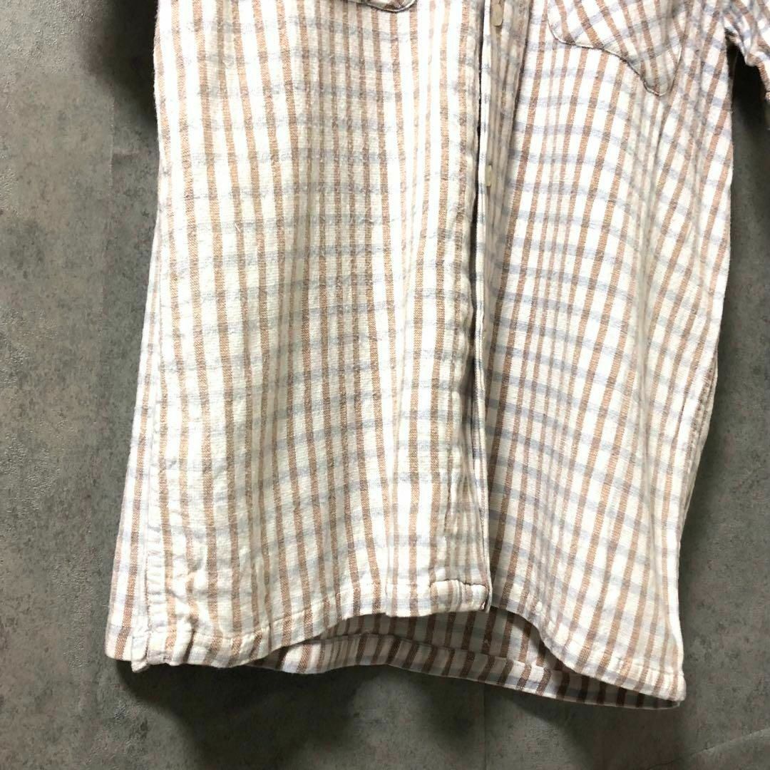 ステューシー シャツ ホワイト S チェック Authentic ワンポイント