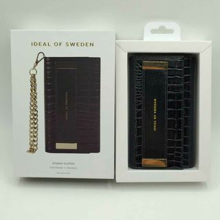 IDEAL OF SWEDEN Studio Clutch iPhone 11 PRO /XS /X スマホ ケース Neo Noir Croco ウォレット型 ブラック(モバイルケース/カバー)