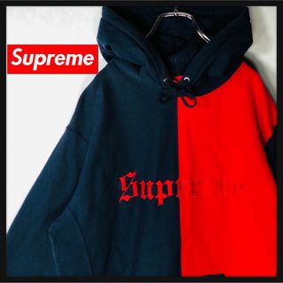 美品❗️SUPREMEバイカラーロゴパーカー