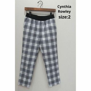 シンシアローリー(Cynthia Rowley)のシンシアローリー ストレッチ テーパード チェック パンツ 2  後ろ裾リボン(カジュアルパンツ)