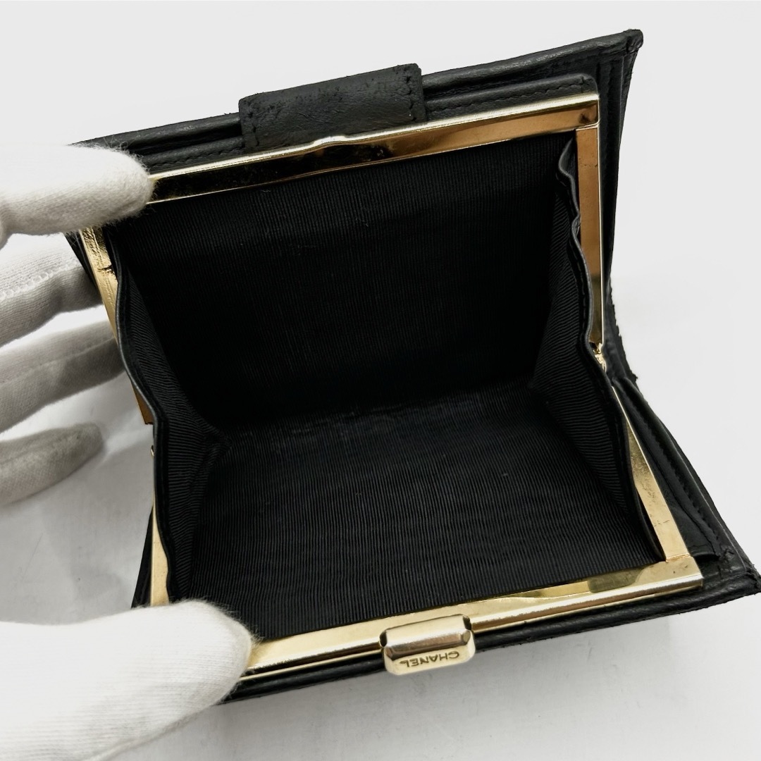 CHANEL - 美品 CHANEL 二つ折り財布 がま口 ビコローレ ラムスキン