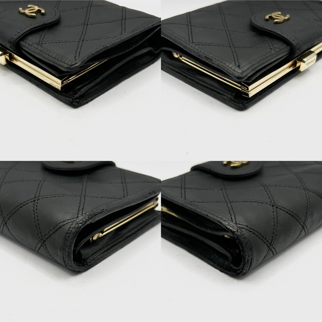 CHANEL(シャネル)の美品 CHANEL 二つ折り財布 がま口 ビコローレ ラムスキン ココマーク 黒 レディースのファッション小物(財布)の商品写真