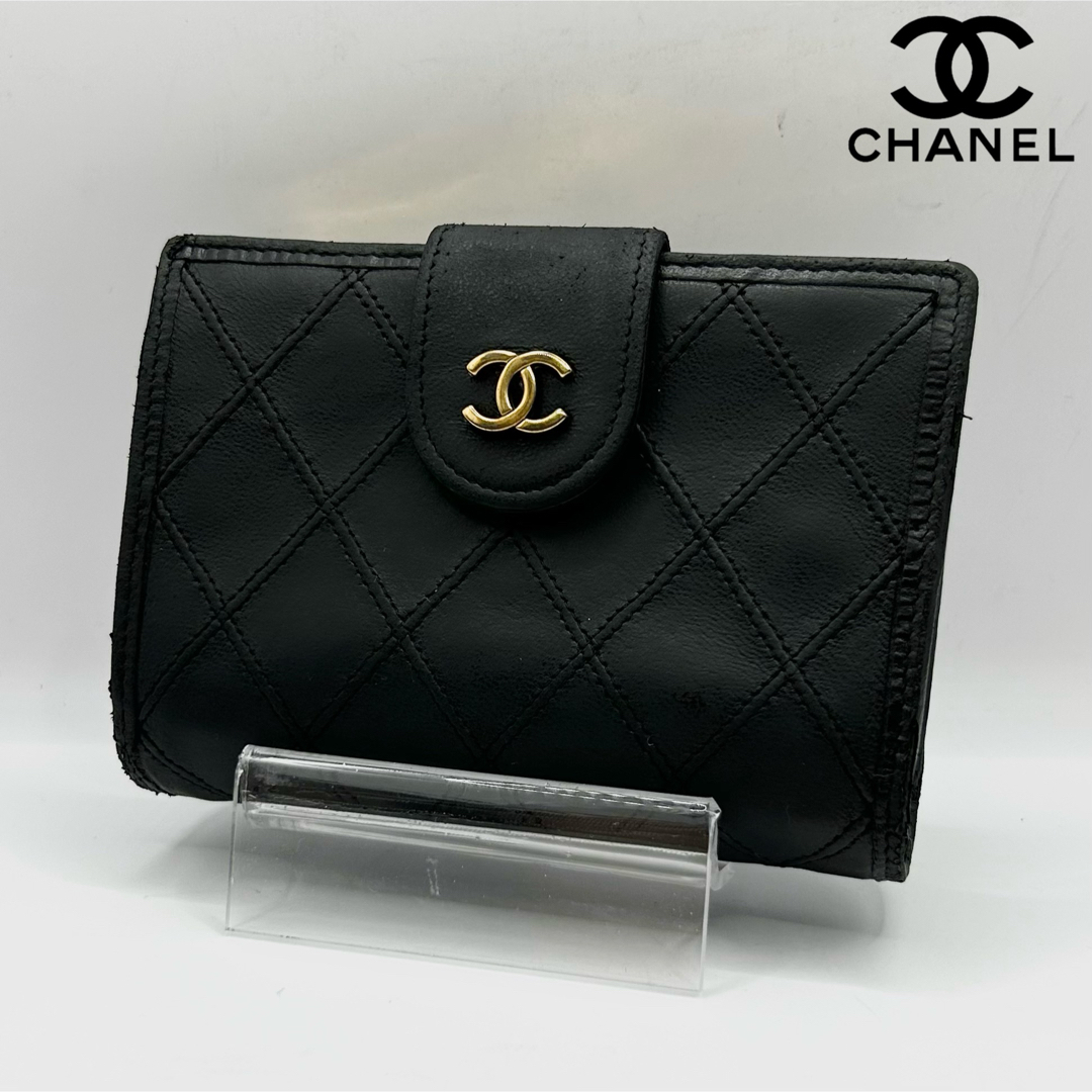 CHANEL   美品 CHANEL 二つ折り財布 がま口 ビコローレ