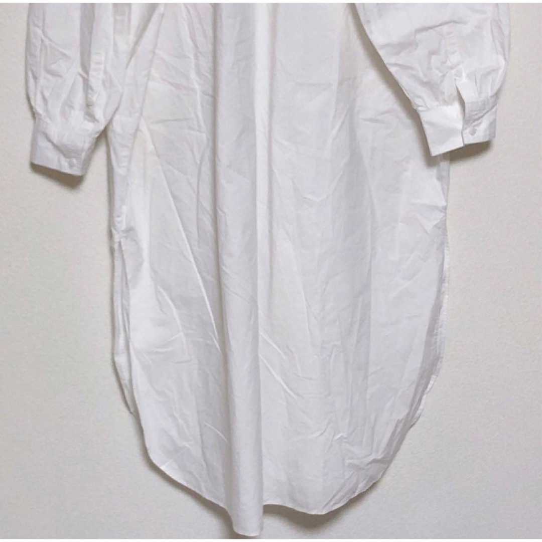 ZARA(ザラ)のオーバーサイズ白シャツ ビッグシルエット ロングシャツ ロングワンピースホワイト レディースのワンピース(ロングワンピース/マキシワンピース)の商品写真
