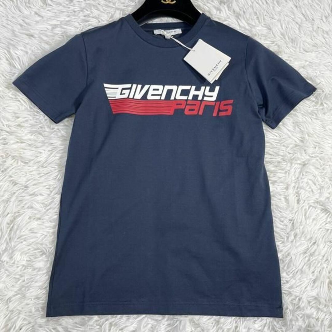 ジバンシー Tシャツ チビT プリントロゴ デカロゴ S相当 ネイビー 伸縮性-
