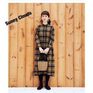 サニークラウズ(Sunny clouds（FELISSIMO）)のSunny Clouds サニークラウズ ノーカラー スズメのチェックワンピース(ロングワンピース/マキシワンピース)