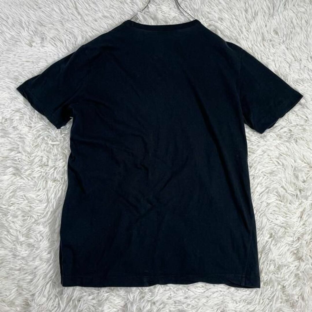 プラダ Tシャツ カットソー 刺繍ロゴ 半袖 Vネック Lサイズ コットン 紺色