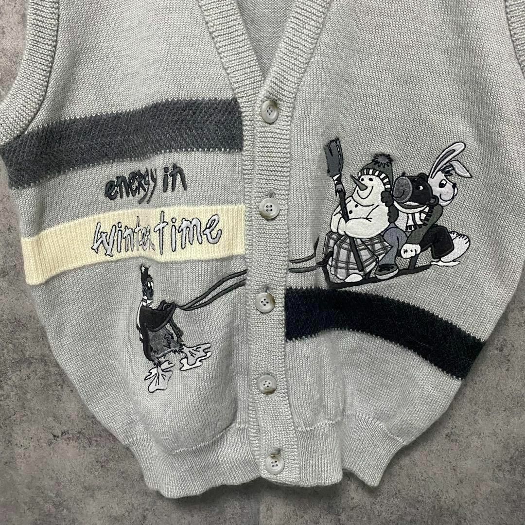 90s カステルバジャック 刺繍 ニットベスト メンズ 4 古着 個性派