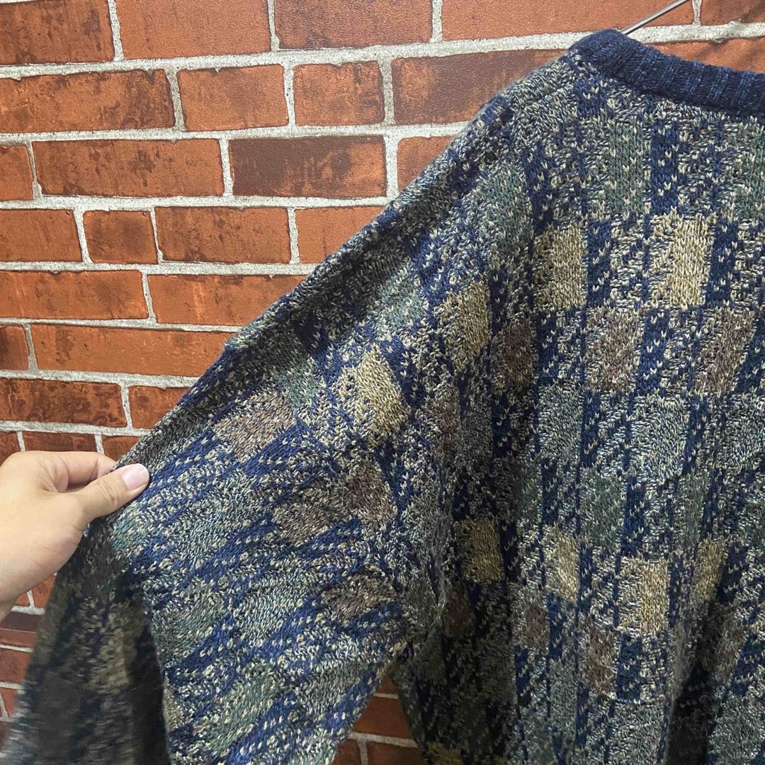 人気】GEOFFREY BEEN 古着 ニット 柄ニット チャック柄 ゆるたぼ 人気】GEOFFREY BEEN 古着 ニット 柄ニット チャック柄 ゆるたぼ