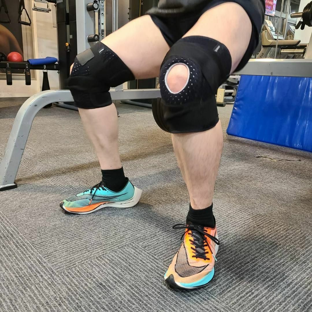 ✨膝サポーター 加圧式 スポーツサポーター 膝 介護 関節 靭帯  オレンジ