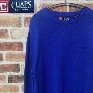 チャップス(CHAPS)のM64 CHAPS チャップス ニット 刺繍ロゴ 古着 ブルー コットンニット(ニット/セーター)