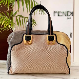 fendi フェンディ　ハンドバッグ　カメレオン　レザー　FF金具