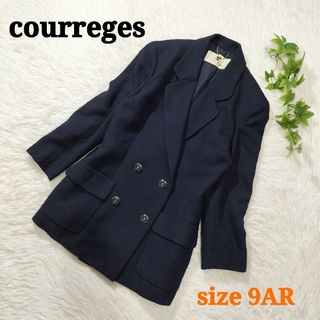 クレージュ(Courreges)のcourreges ダブルテーラードジャケット 厚手 ウール ネイビー 9AR(テーラードジャケット)