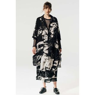 Y's - Y's 20PRE ウールギャバ 異素材切替 ノースリーブワンピース 黒1