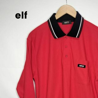 エルフ(elf)の古着　elf ワンポイントロゴ　長袖ポロシャツ(シャツ)