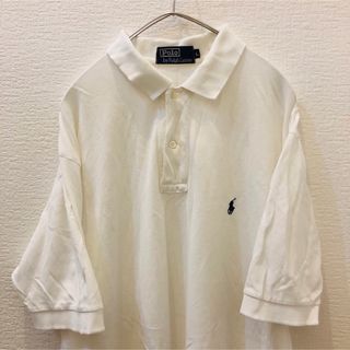 ポロラルフローレン(POLO RALPH LAUREN)の【ポロバイラルフローレン】 ポロシャツ  古着　ホワイト  刺繍ロゴ  90(ポロシャツ)