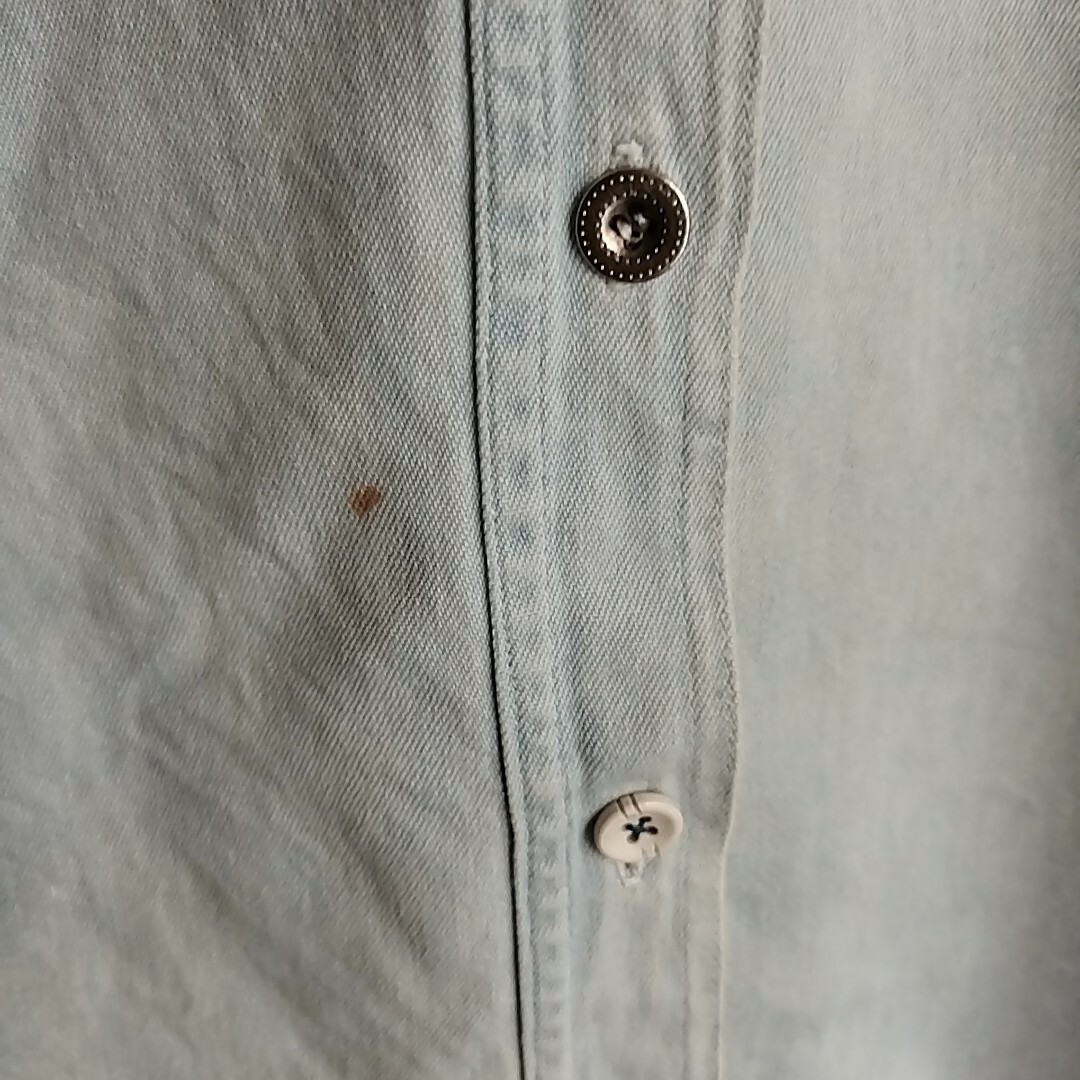 【古着】ANDREWSBLUES ノースリーブ　デニムシャツ　M　ライトブルー メンズのトップス(シャツ)の商品写真