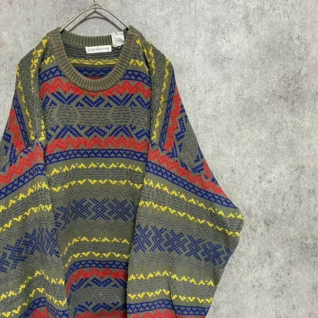 【88%OFF!】 90s vintage 柄ニット ウール メンズXL 古着 個性派 ニット 【88%OFF!】 90s vintage 柄ニット ウール メンズXL 古着 個性派 ニット