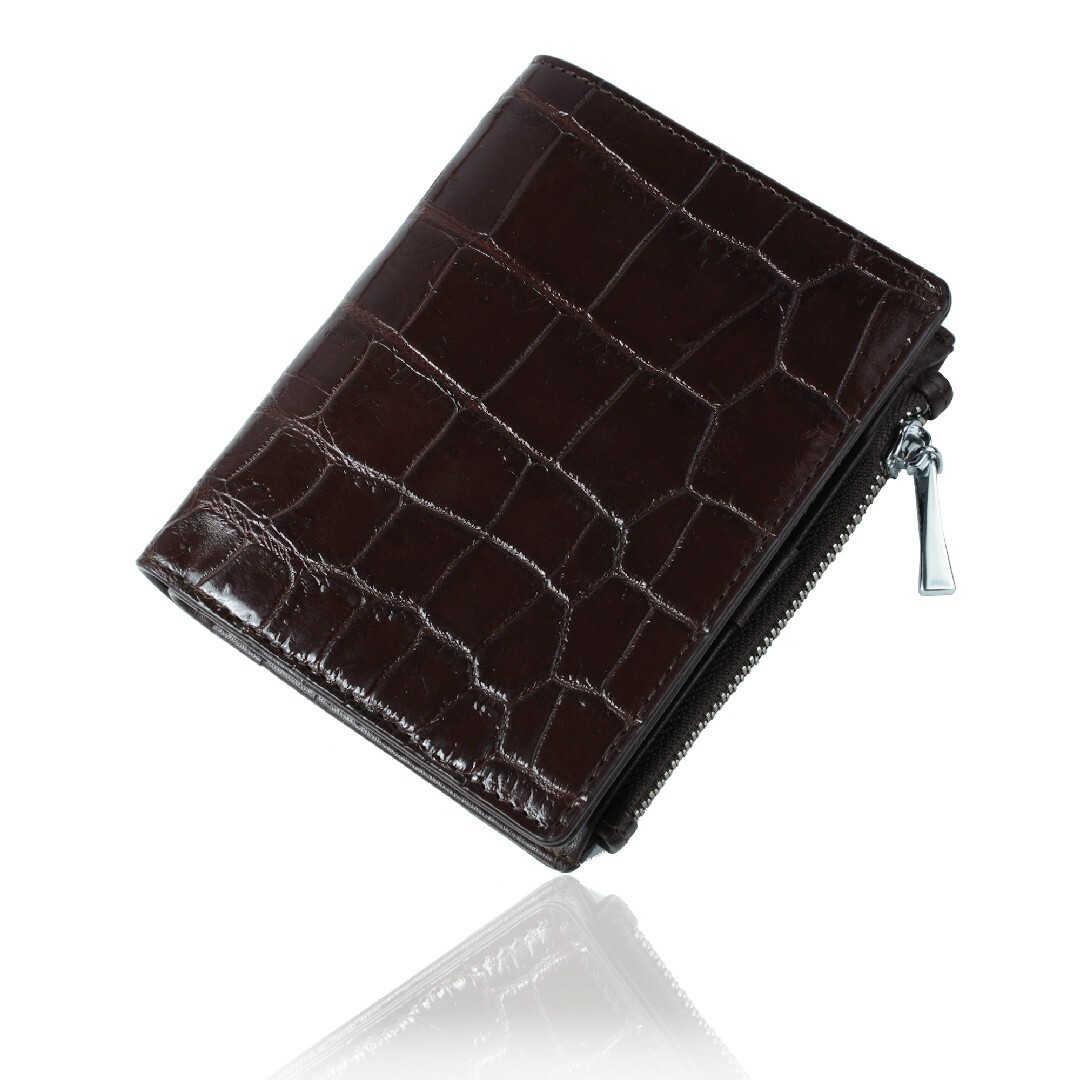 新品　本皮　クロコダイル 二つ折り 財布 ウォレット ブラウン