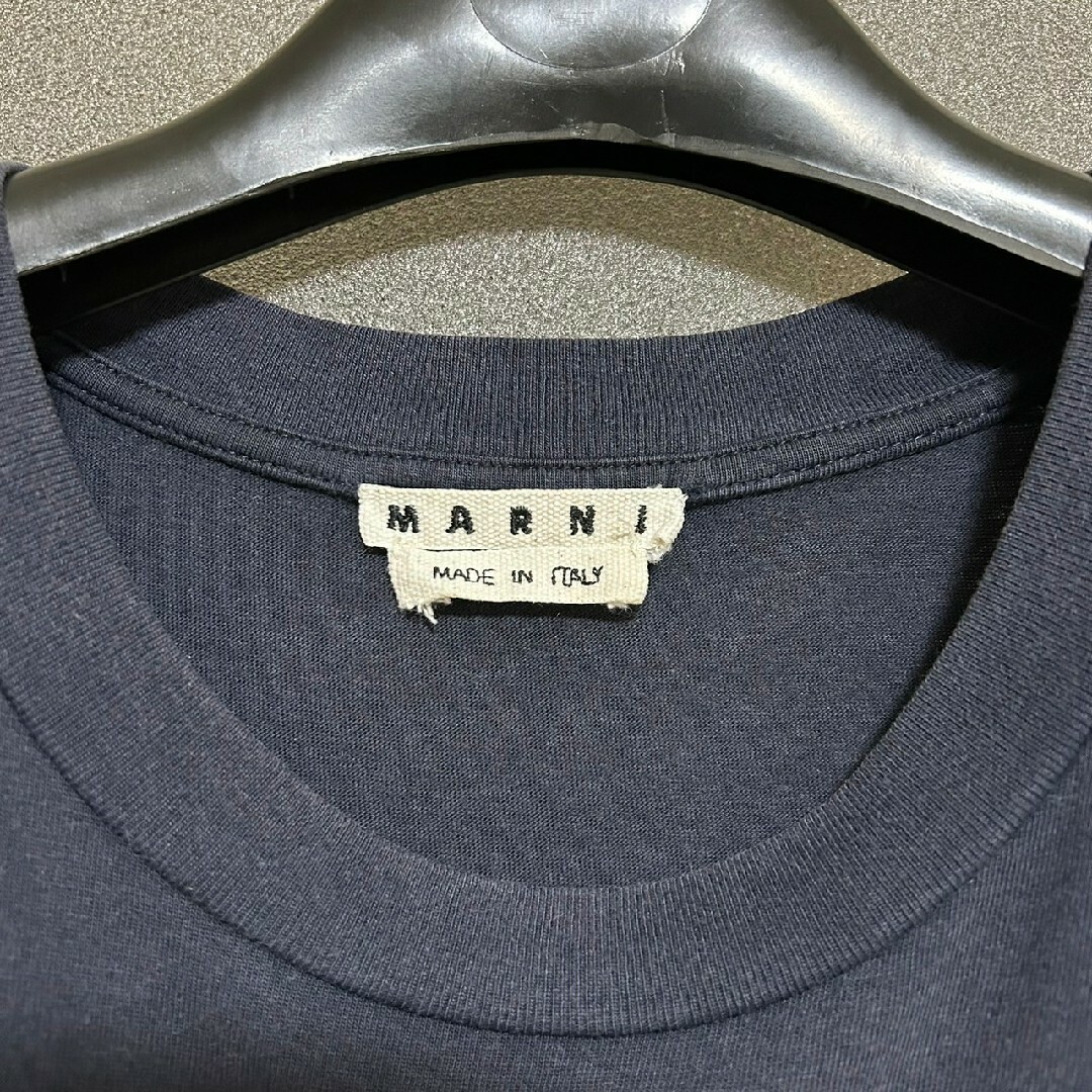 MARNI マルニ センターロゴ S/S Tシャツ ネイビー 46 M 美品