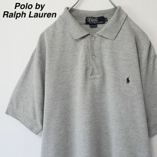 ポロラルフローレン(POLO RALPH LAUREN)の【USA製】ポロバイラルフローレン／ポロシャツ　刺繍ロゴ　鹿の子　S　グレー(ポロシャツ)