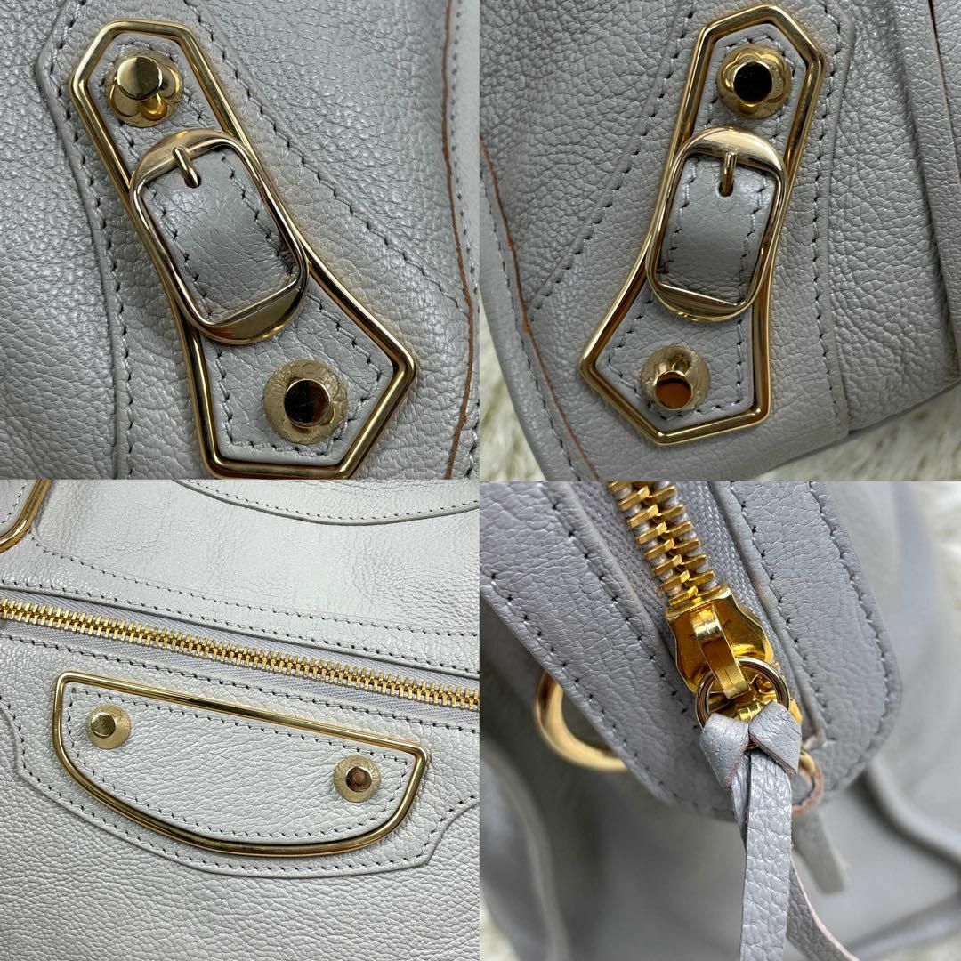 【極美品】バレンシアガ 2way バッグ シティ メタリックエッジ グレー