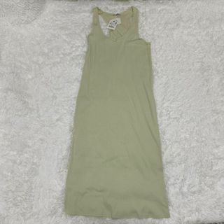 ZARA グリーン　ロングワンピース　ノースリーブ　バックスリット　US XL