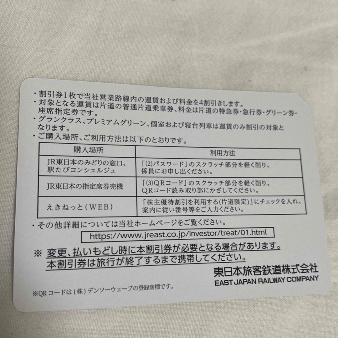 JR - 即購入可能 JR東日本 株主優待券4枚 株主サービス券セットの通販