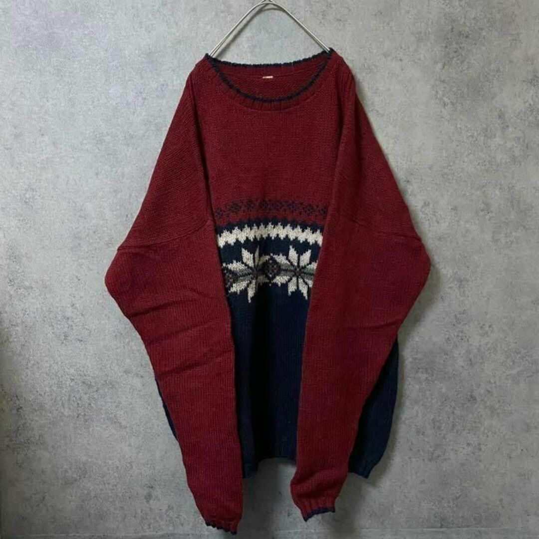 90S vintage 柄ニット セーター メンズ 個性派 奇抜 M1 - ニット/セーター
