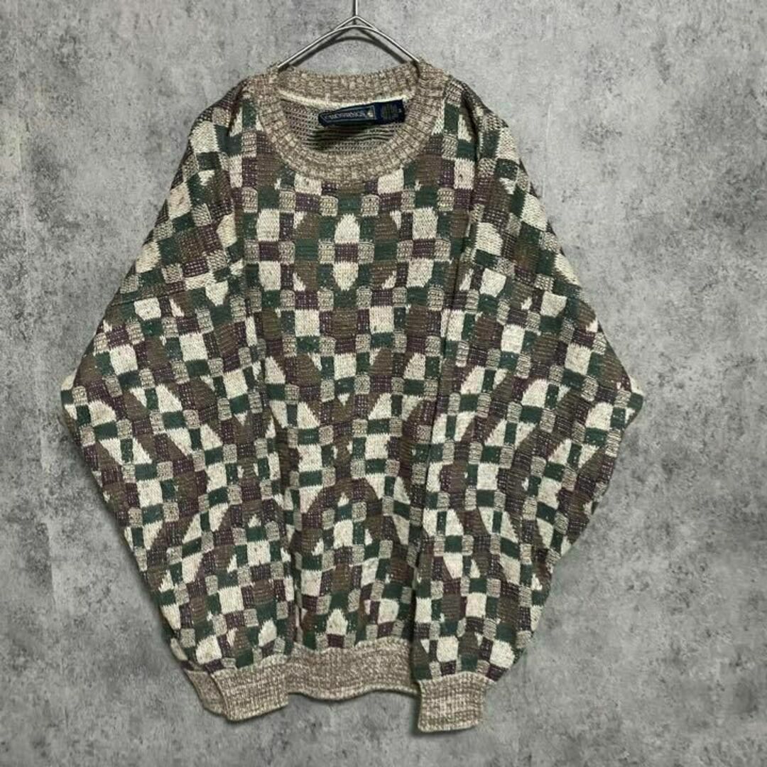 90s vintage 総柄ニット US製 メンズ M 個性派 奇抜 古着 M2の通販 by