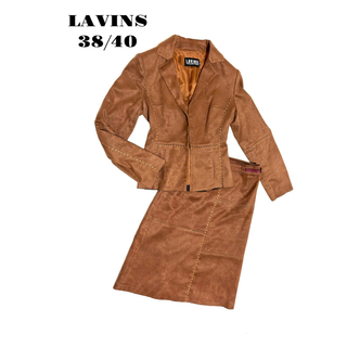 LAVINS絹スウェード ステッチスーツ ブラウン40の通販｜ラクマ