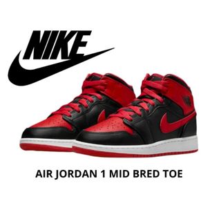 ジョーダン(Jordan Brand（NIKE）)の【新品タグ付き】ナイキ エアジョーダン1 ミッド "ブレッドトゥ"(スニーカー)