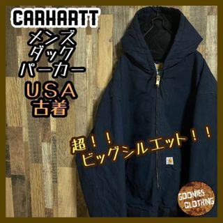 carhartt - カーハート パーカー ダック 4XL USA製 ネイビー ロゴ