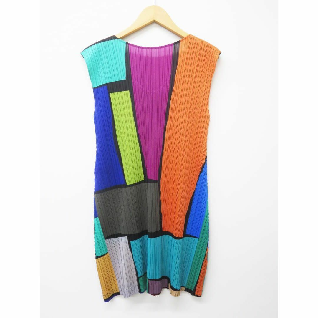 ISSEY MIYAKE(イッセイミヤケ)のPLEATS PLEASE プリーツ マルチカラー ワンピース 美品 4 レディースのワンピース(ひざ丈ワンピース)の商品写真