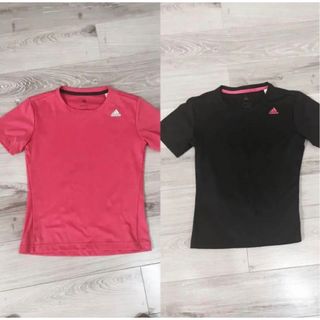 アディダス(adidas)のadidas アディダス  Tシャツ ブラック ピンク セット価格(Tシャツ(半袖/袖なし))