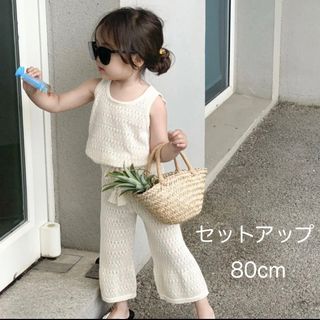 新品タグ付き サマーレース セットアップ オフホワイト 80cm ニット(タンクトップ/キャミソール)