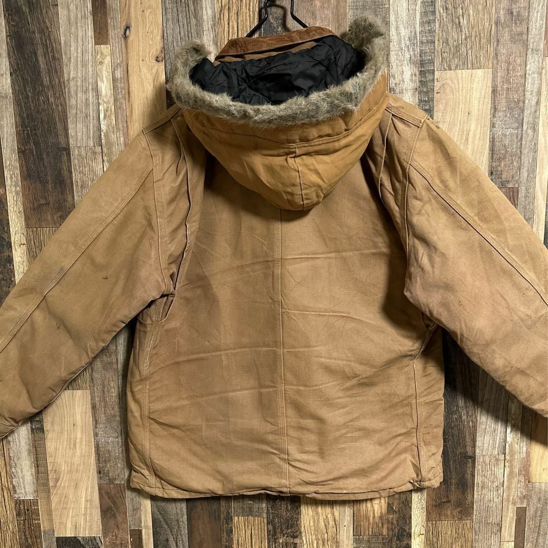 carhartt - カーハート ダック ジャケット ファー フード ロゴ USA古着