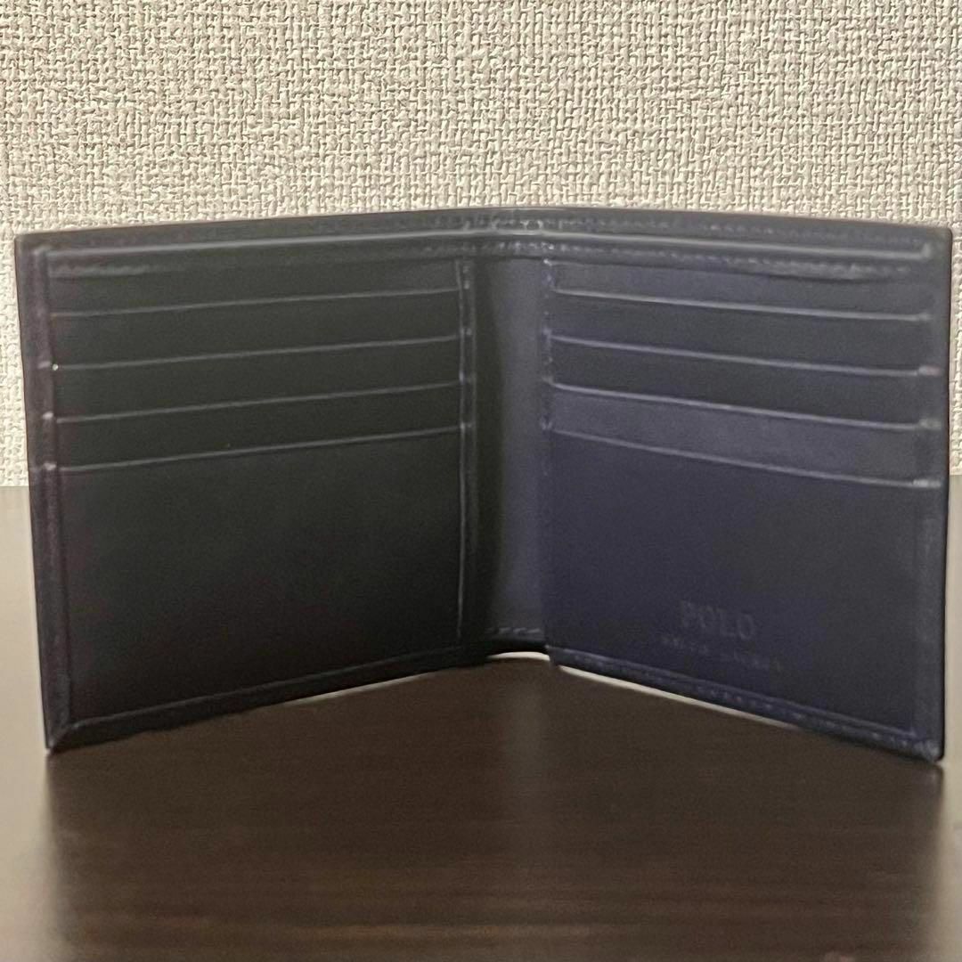 【海外限定】ポロラルフローレン ポロプベア レザー二つ折財布 ネイビー 2