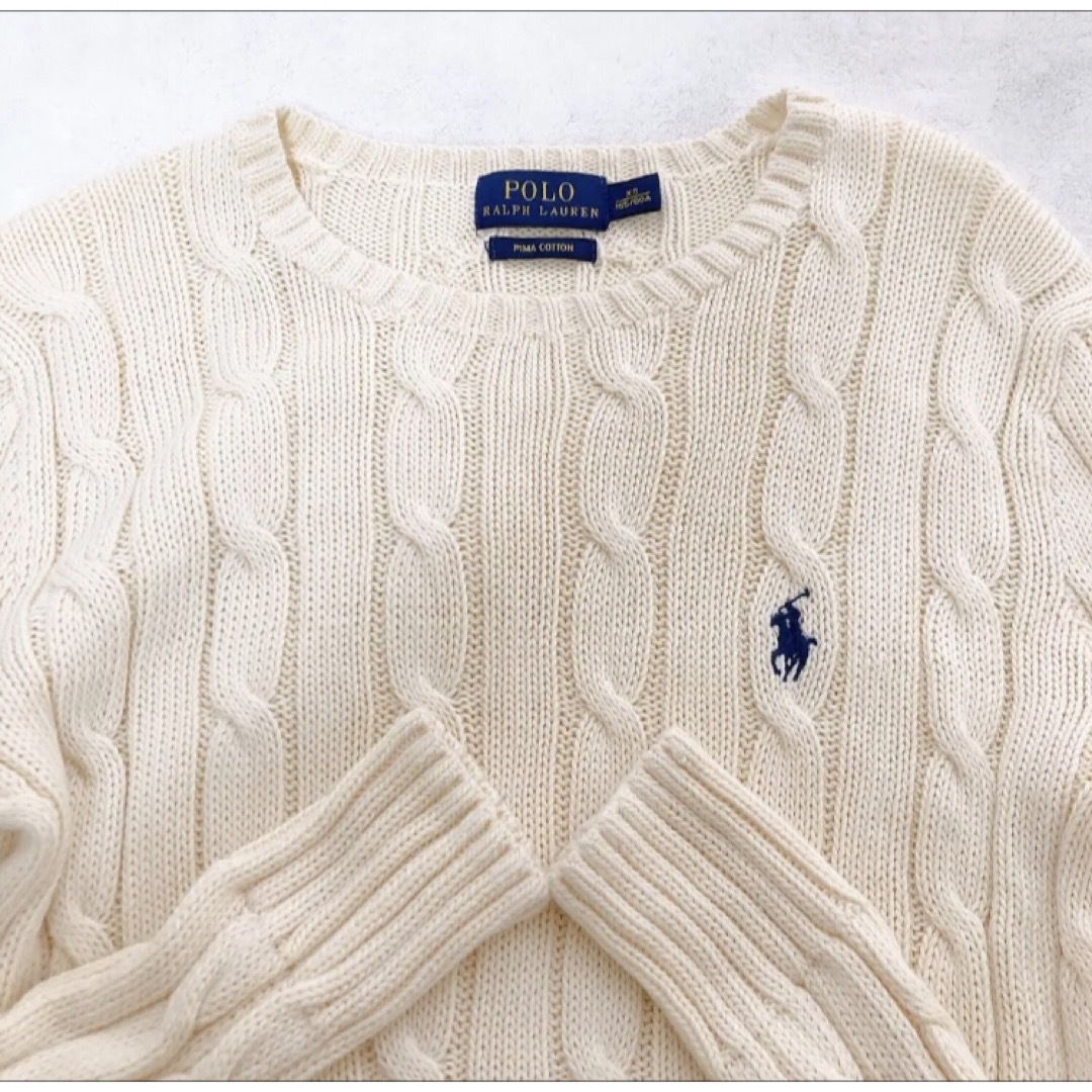 POLO RALPH LAUREN(ポロラルフローレン)のRALPH LAUREN ラルフローレン　ケーブル　ニット　オフホワイト　XS レディースのトップス(ニット/セーター)の商品写真