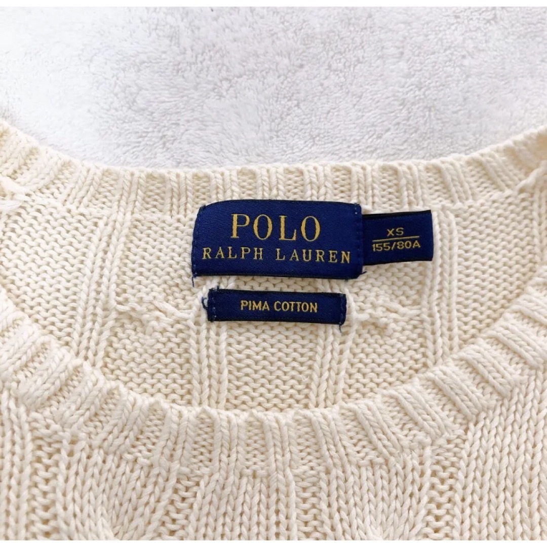 POLO RALPH LAUREN(ポロラルフローレン)のRALPH LAUREN ラルフローレン　ケーブル　ニット　オフホワイト　XS レディースのトップス(ニット/セーター)の商品写真