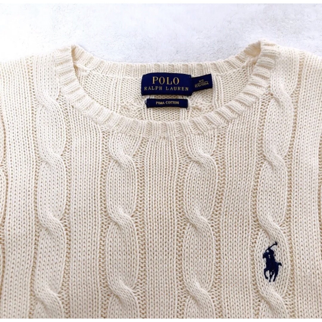 POLO RALPH LAUREN(ポロラルフローレン)のRALPH LAUREN ラルフローレン　ケーブル　ニット　オフホワイト　XS レディースのトップス(ニット/セーター)の商品写真