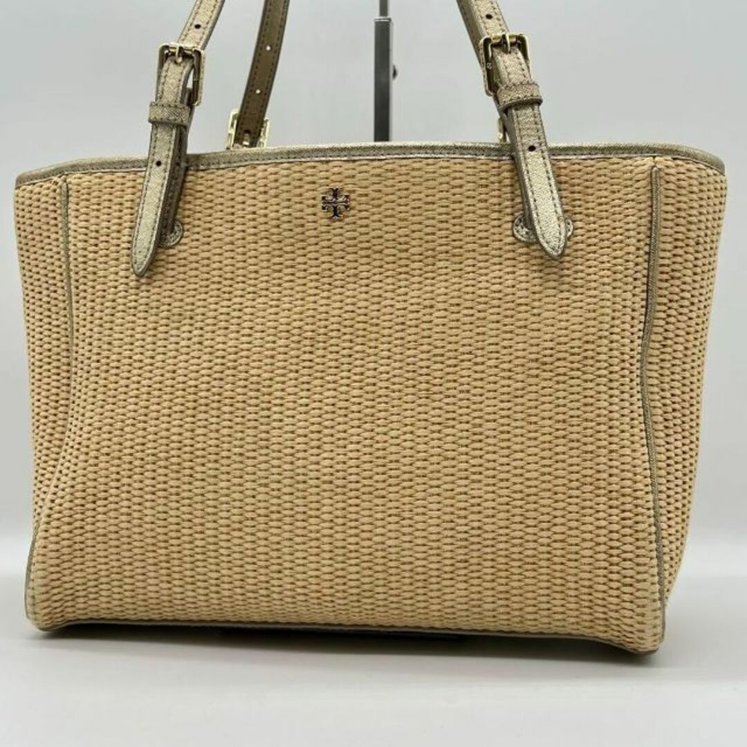 カラーベージュBEIGE✨️美品✨️Tory Burch かごバッグ トートバッグ ベージュ ゴールド