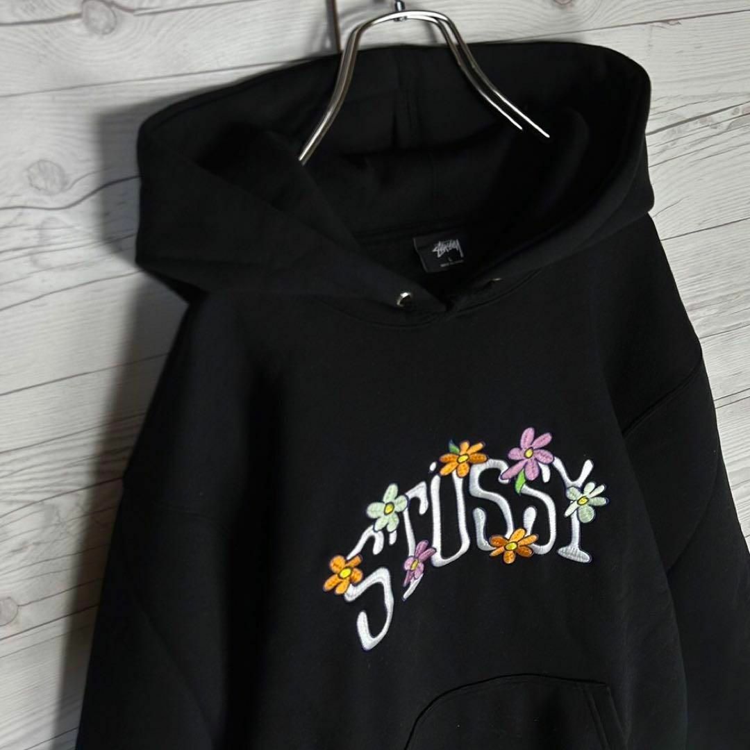 【即完売モデル】STUSSY 刺繍ロゴ フラワー 花 入手困難 希少 パーカー