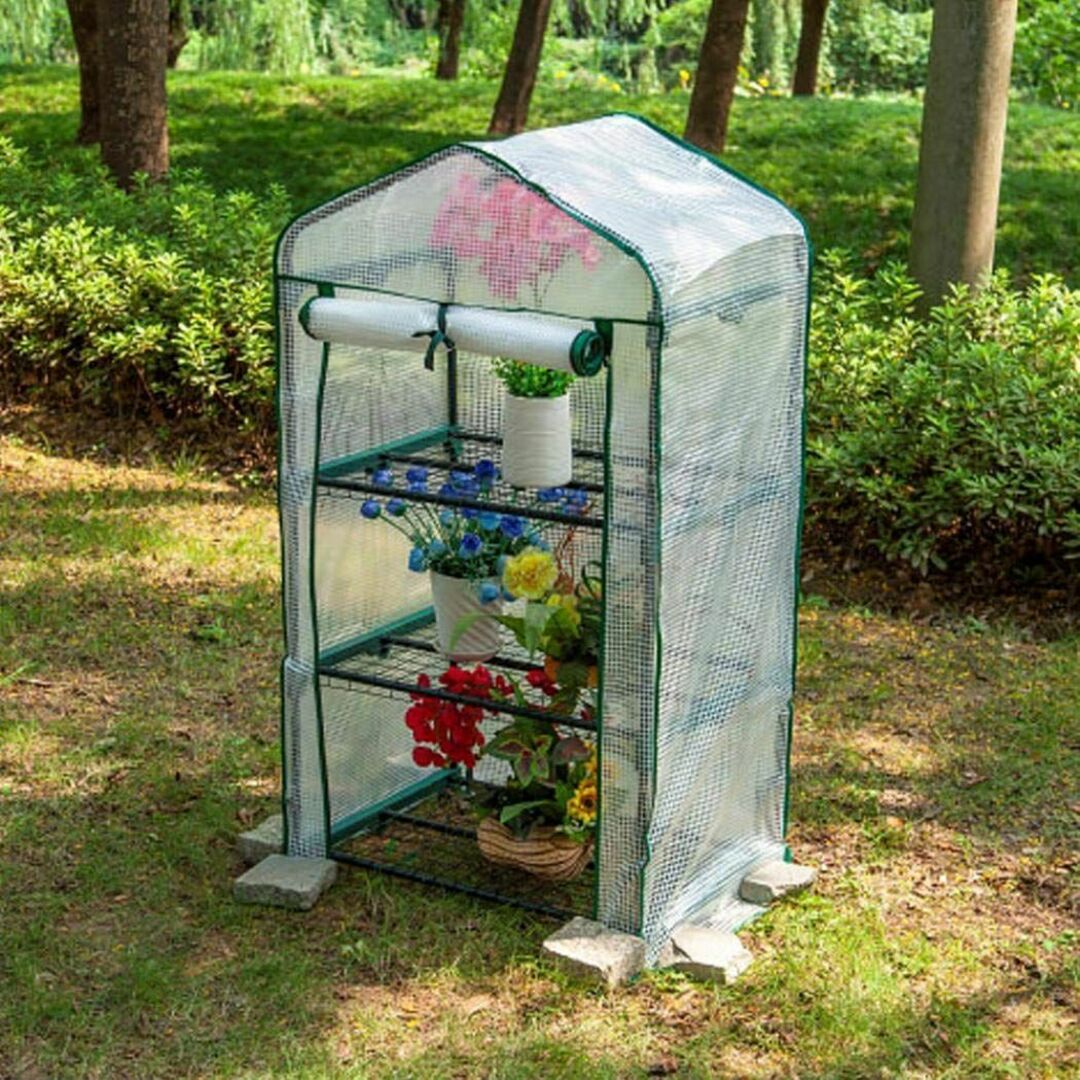 Shilanmei ビニールハウス 温室 簡易 家庭用 簡易温室 花園温室 ガーデン温室 折りたたみ 組立簡単 ガーデン 温室カバー ホーム - 1