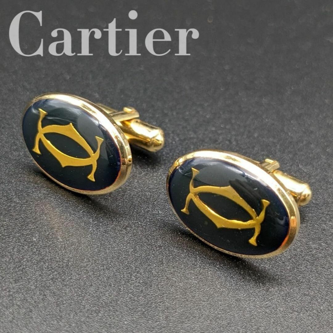 I77.Cartier カルティエ 2C オーバルカフス ブラック ゴールド