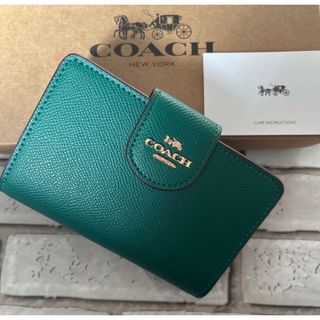 COACHコーチ折りたたみ財布 レディースグリーン色新品財布 プレゼント ...