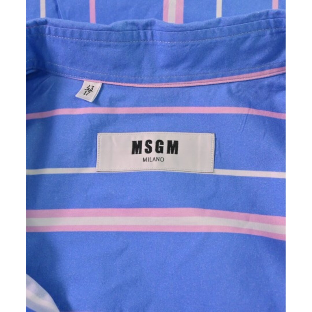 MSGM カジュアルシャツ 43(XXL位) 水色xピンクx白(ストライプ)