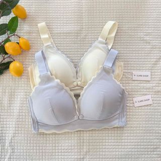 割引！新品 ✿ 2枚組 マタニティブラ 授乳ブラ ノンワイヤー 肩ストラップ(マタニティ下着)