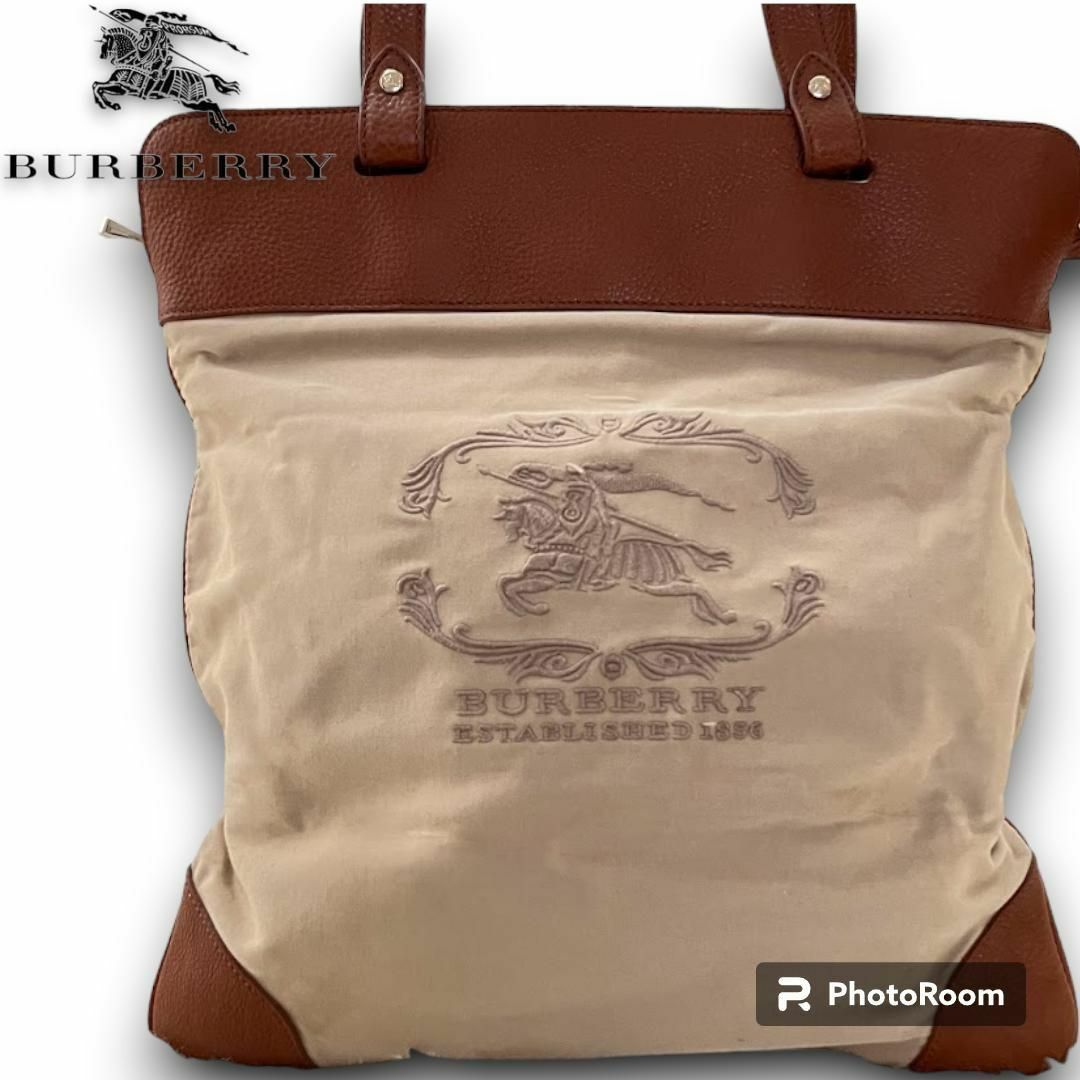 BURBERRY - バーバリー トートバッグ レザー ノバチェック デカロゴ