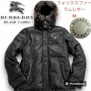 バーバリーブラックレーベル(BURBERRY BLACK LABEL)のバーバリーブラックレーベル ラムレザーダウンジャケット　シルバーフォックスファー(ダウンジャケット)